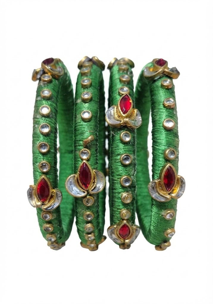 সবুজ রেশমি সুতার আভিজাত্য (Silk Thread Bangles)